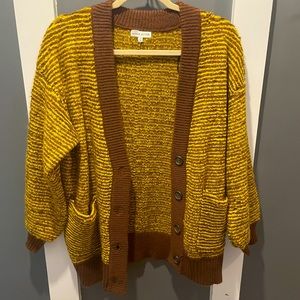 Moon River yellow and brown cardigan extra small